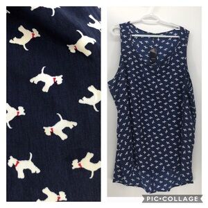 Torrid Navy blue novelty Scottie dog print hilo tank top